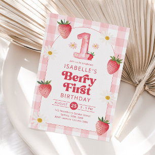 Invitation Fille fraise Berry 1er anniversaire fête