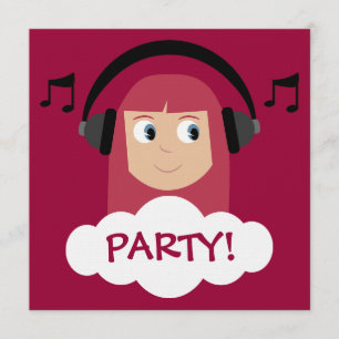 Invitation Fille géniale DJ avec la partie faite sur commande