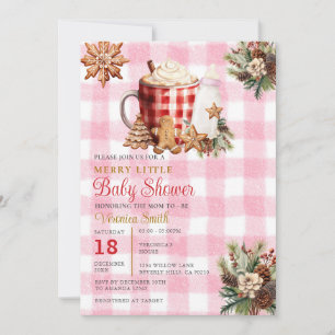 Invitation Fille gingham Une joyeuse petite baby shower