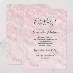 Invitation Fille Glam Blush Pink Zebra Imprimer