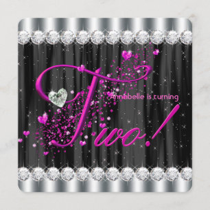 Invitation Fille Glam Deuxième fête d'anniversaire