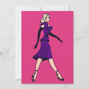 Invitation Fille Glamour Vintage, Secrétaire Blonde Rétro