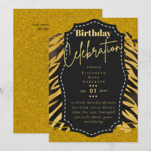 Invitation Fille Gold Parties scintillant Poster de animal An