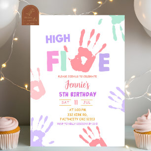 Invitation Fille High Five Pastel Anniversaire