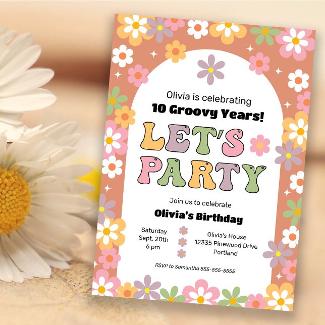 Invitation Fille Hippie de marguerites super (Créateur téléchargé)