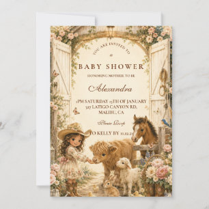 Invitation Fille intemporelle Western Boho Baby Shower