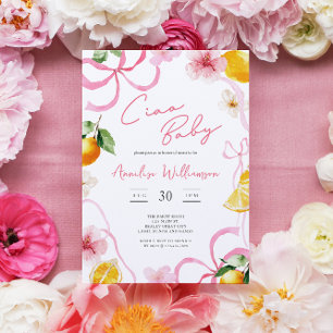 Invitation Fille Lemon Ciao Baby Shower Italien pour Bébé Fil