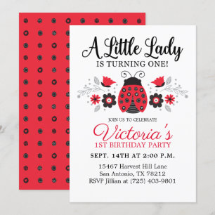 Invitation Fille mignonne Première fête d'anniversaire