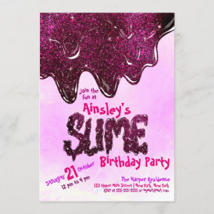 Invitation Fille mignonne rose étincelante Parties scintillan