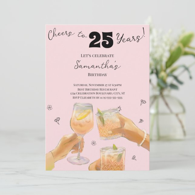 Invitation Fille moderne encourage à 25 ans fête d'anniversai (Debout devant)