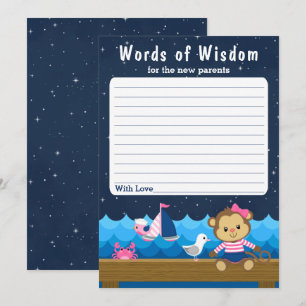 Invitation Fille Nautique Singe rose et les mots de sagesse d