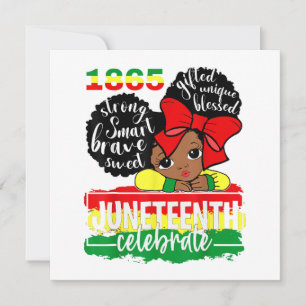 Invitation Fille noire 1865 Fête l'indépendance D