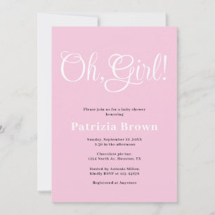 Invitation Fille Oh Fête Prénatale Rose