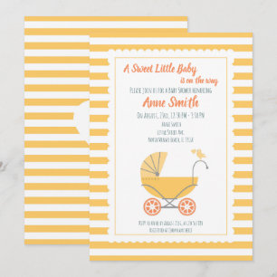 Invitation Fille ou garçon Fête de naissance calèche jaune