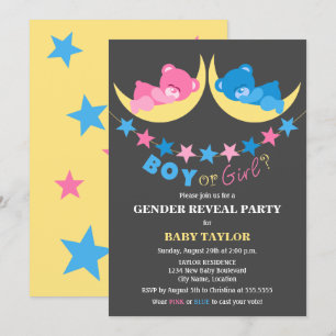 Invitation Fille Ou Garçon Nounours Fête De Révélation De Sex