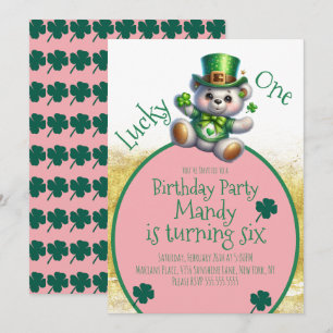 Invitation Fille ours de la Saint-Patrick Journée d'anniversa