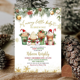 Invitation Fille Ourson de Noël Baby Shower