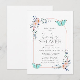 Invitation Fille Papillon de Jardin Baby Shower