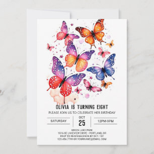 Invitation Fille papillon personnalisée enchantée Anniversair