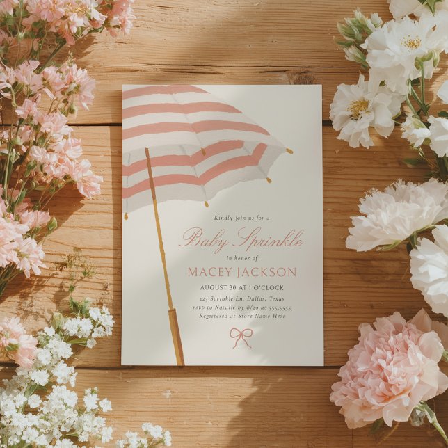 Invitation Fille parapluie rose et or Baby Sprinkle (Créateur téléchargé)