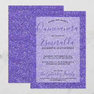 Invitation Fille Parties scintillant violet Quinceanera Anniv