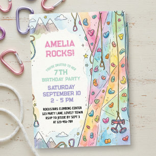 Invitation Fille pastel escalade montagne anniversaire
