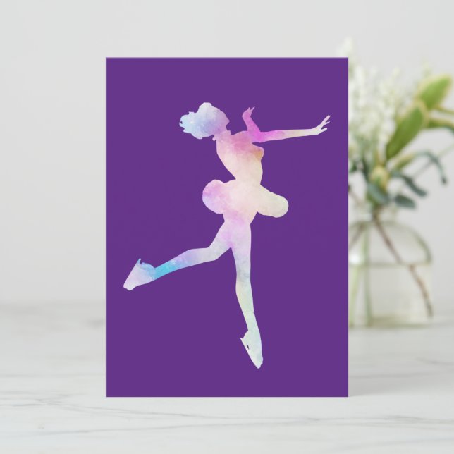 Invitation Fille patinant à l'aquarelle  (Debout devant)
