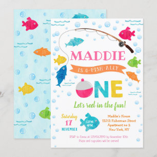 Invitation Fille Pêche O-poisson-allié 1er anniversaire Invit