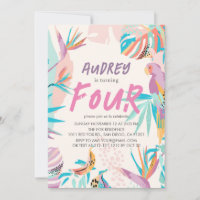 Fille perroquet feuille tropicale colorée Annivers