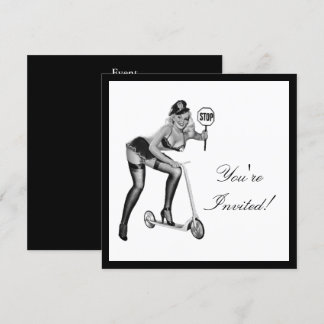 Invitation Fille pin-up de style noir et blanc 1