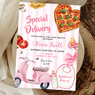 Invitation Fille pizza livraison spéciale baby shower italien