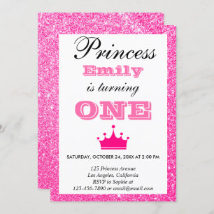 Invitation Fille princesse Hot rose Parties scintillant premi