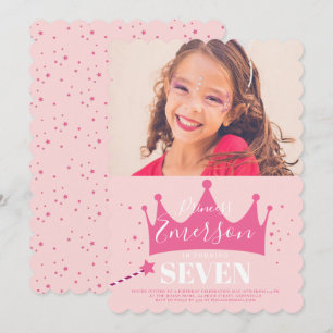 Invitation Fille princesse mignonne rose fête d'anniversaire