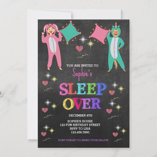 Invitation Fille Pyjama, Soirée, Anniversaire de Stwood (Devant)