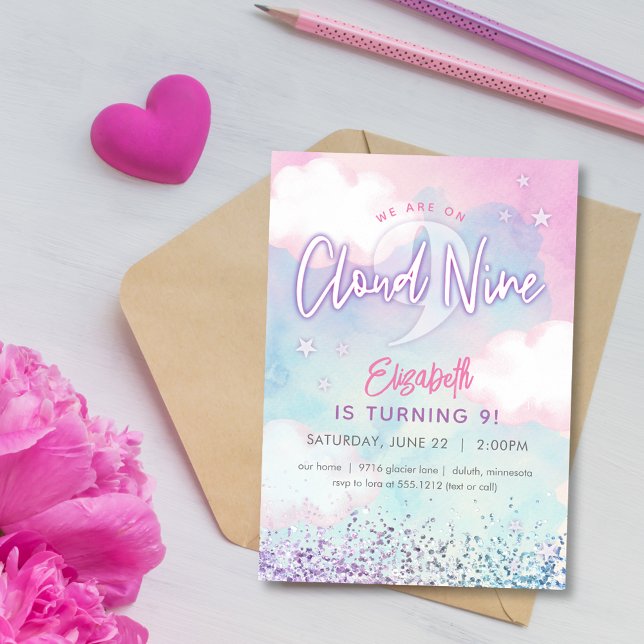 Invitation Fille rêveuse sur un neuvième ciel d'anniversaire  (Créateur téléchargé)