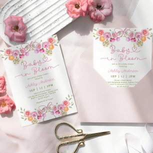 Invitation Fille rose bébé dans le Baby shower de la ceinture