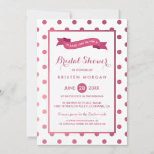 Invitation Fille rose blanc Pois Fête des mariées tendance
