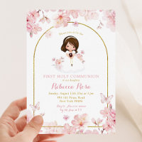 Fille rose Fleur de cerisier première sainte commu