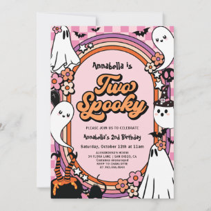 Invitation Fille rose Halloween Photo 2e Anniversaire