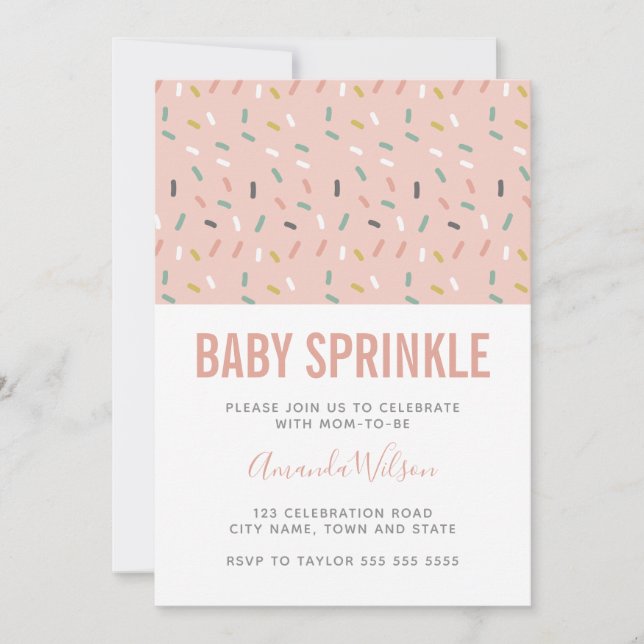 Invitation Fille rose moderne Motif d'arrosage pour bébé (Devant)