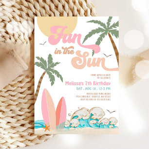 Invitation Fille Rose Peach Amusant Au Soleil Anniversaire Fê