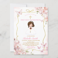 Fille rose rousse tenant la Bible Première Sainte 