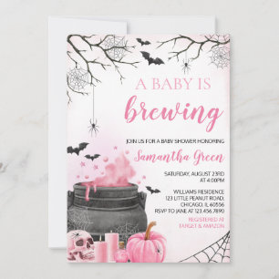 Invitation Fille rose Un bébé brasse un Baby shower d'Hallowe