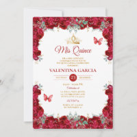 Fille Rouge Quinceañera 15 Ans Fleurs Couronne Dor