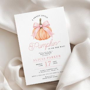 Invitation Fille ruban rose petite citrouille élégante baby s
