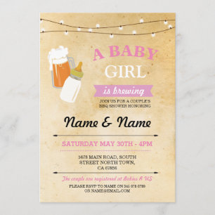 Invitation Fille rustique de baby shower brassant