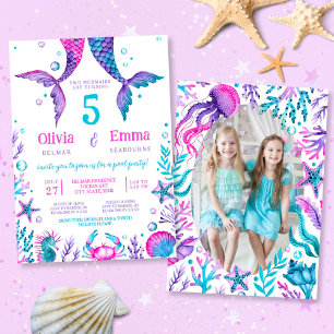 Invitation Fille Sirène Amis de la fête d'anniversaire conjoi
