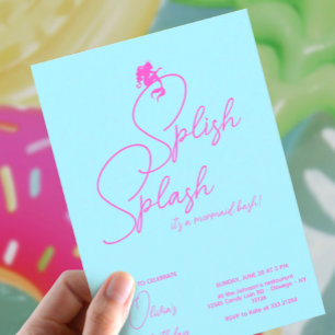 Invitation Fille Sirène Anniversaire Minimaliste Simple Moder