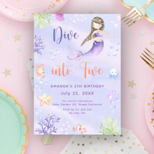 Invitation Fille sirène plonge dans la fête d'anniversaire po