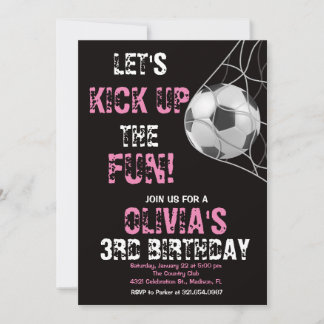 Invitation Fille Soccer Sports Jeu Anniversaire Fête